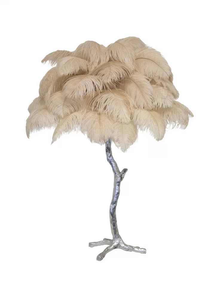 A Modern Grand Tour - Oyster Pink - Mini Feather Lamp - Silver Base