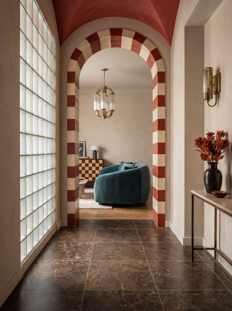 Ca’ Pietra Echelon Emperador brown marble-effect porcelain tiles