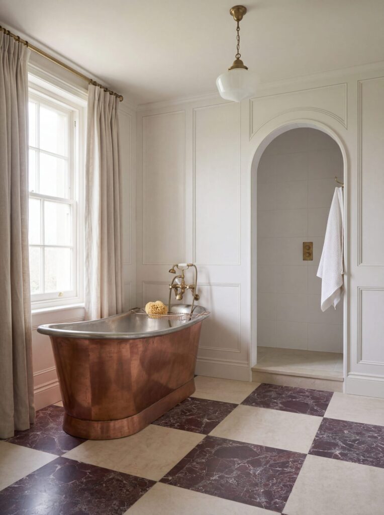 Ca’ Pietra Echelon Levanto tiles paired with Hoxton Linen