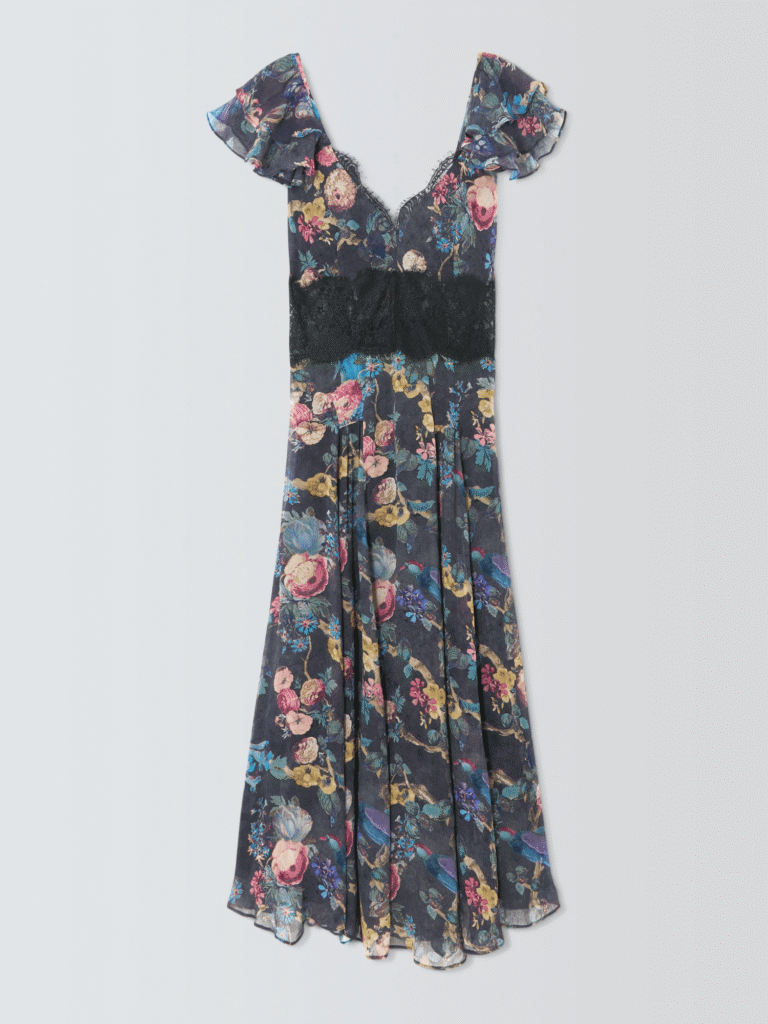 John Lewis x RIXO Carina lace and archive print maxi dress