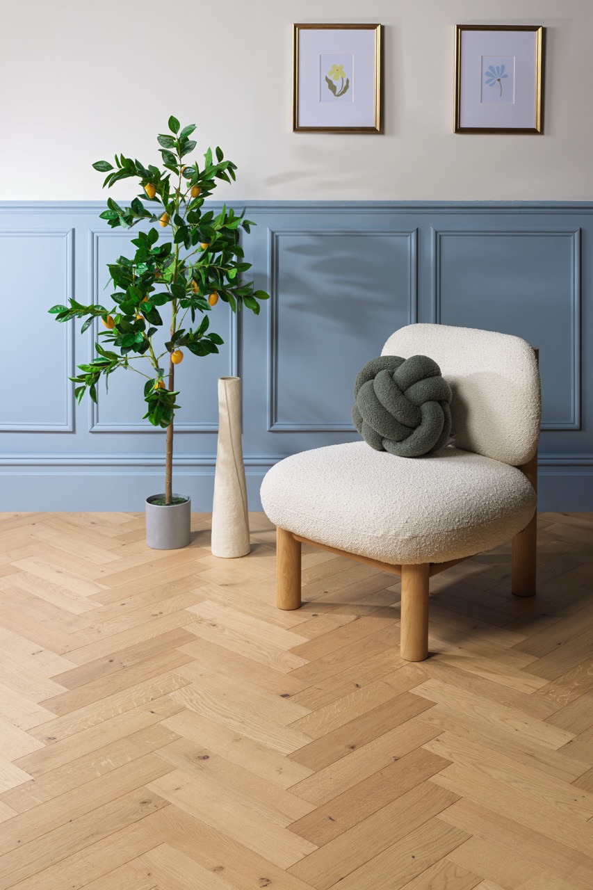 Harlech Natural Oak herringbone flooring s
